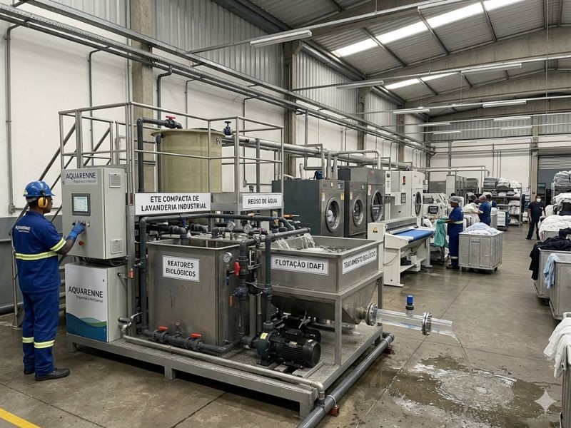 Estações compactas de tratamento para lavanderias industriais